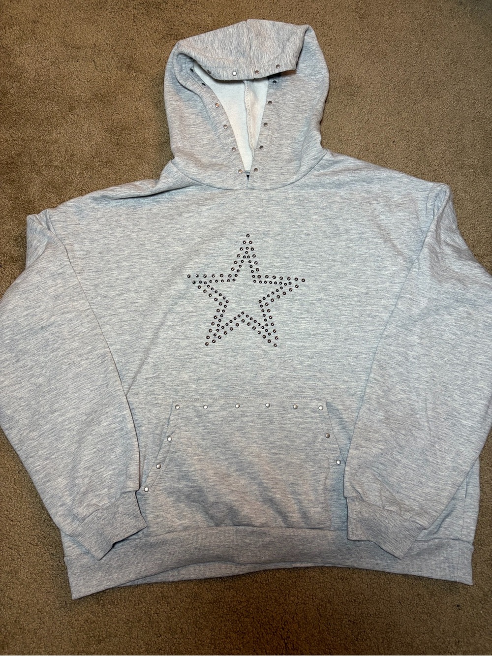 Studded Star Gray Hoodie - Unbranded